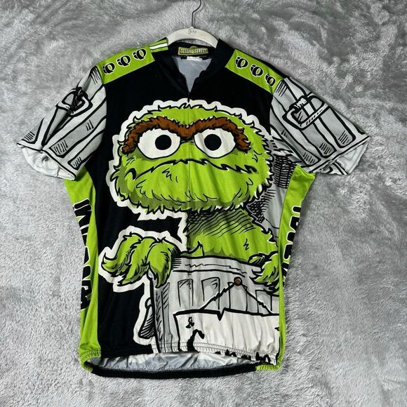 Vtg 2000s Pearl Izumi Oscar The Grouch Men's L‎ Sesame Street Cycling Jersey